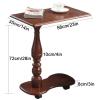WInara Solid Wood C Shaped End Table with Wheels, Retro Mobile Side Table, Sturdy Overbed Bedside Table for Sofa Living Room, Bedroom, Bedside view 2