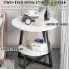 DECORN Marble Effect Side Table Small Round Coffee Table End Table Metal Bedside Table with 2 Tier Storage for Living Room Bedroom,C-60cm view 4