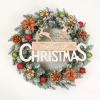24 Inch Artificial Pre-Lit Christmas Wreath, Christmas Wreaths for Front Door,Mixed Pine Decorated Frosted Berries, Pinecones, LED Lights, Holiday Decoration for Front Door (with Light,20in) view 2