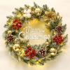 24 Inch Artificial Pre-Lit Christmas Wreath, Christmas Wreaths for Front Door,Mixed Pine Decorated Frosted Berries, Pinecones, LED Lights, Holiday Decoration for Front Door (with Light,20in) view 3