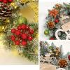 24 Inch Artificial Pre-Lit Christmas Wreath, Christmas Wreaths for Front Door,Mixed Pine Decorated Frosted Berries, Pinecones, LED Lights, Holiday Decoration for Front Door (with Light,20in) view 4