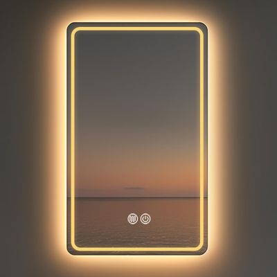GQJNHUI Rectangle LED Bathroom Mirror, Large Wall Mirror, Frameless Cosmetic Mirror, Vanity Bathroom Mirror with Anti-Fog, Memory, Dimmable Light Function (Color : B, Size : 60X80CM)