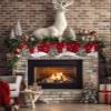 ALAGEO Christmas Fireplace Scarf Snow Snowman Holly Tree Fireplace Mantel Christmas Scarf Cover Candy Cane Snowflake Fireplace Cloth Table Runner Decoration for Holiday Party Decor 60 x 17 inch view 1