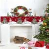ALAGEO Christmas Fireplace Scarf Snow Snowman Holly Tree Fireplace Mantel Christmas Scarf Cover Candy Cane Snowflake Fireplace Cloth Table Runner Decoration for Holiday Party Decor 60 x 17 inch view 4