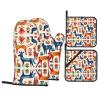 YYHWHJDE Cartoon Otomi Animals Pattern Oven Mitts and potholders Set of Four : Thick and Durable, Anti-scalding and Heat-Insulating view 1