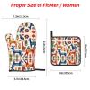 YYHWHJDE Cartoon Otomi Animals Pattern Oven Mitts and potholders Set of Four : Thick and Durable, Anti-scalding and Heat-Insulating view 3