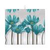 YYHHAOFA Teal Grey and White Floral pattern Drying Mat for Kitchen : Water absorbent, non-slip, reversible With lanyard for hanging 18 x 16 in view 1