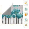 YYHHAOFA Teal Grey and White Floral pattern Drying Mat for Kitchen : Water absorbent, non-slip, reversible With lanyard for hanging 18 x 16 in view 2