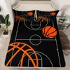 Basketball Sheet Set King Size Kids Basketball Court Sheets with Deep Pocket Fitted Sheet for Boys Girls Teens Gaming Sports Bed Sheets Set Breathable Sports Theme Black Bedding Set Room Decor view 3