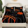 Basketball Sheet Set King Size Kids Basketball Court Sheets with Deep Pocket Fitted Sheet for Boys Girls Teens Gaming Sports Bed Sheets Set Breathable Sports Theme Black Bedding Set Room Decor view 4