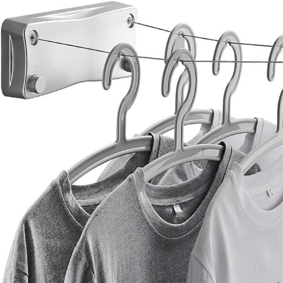 AtEEco 5.2M Retractable Clothesline Retractable Bathroom Accessories Drying Cloth Rack Double Line Stretch
