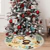 Yioniii Some Cute Bees and Floral Plant Pattern Christmas Tree Skirt 48inch,Tree Skirt for Xmas Decor Festive Holiday DecorationsWinter New Year House Decoration Supplies,Green and Yellow view 1