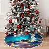 Yioniii Beautiful Sky Crescent Moon and Clouds Pattern 30Inch Christmas Tree Skirt,Christmas Party Home Decor,Merry Christmas Base Cover for Christmas Tree Holiday Decorations,Purple and Blue view 1