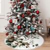 Yioniii White Flowers Floral Magnolia Pattern Christmas Tree Skirt 30 inchXmas Tree Skirts for Xmas Tree Ornaments and Party Holiday Decorations,White Brown view 1