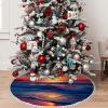 Yioniii Beautiful Ocean Sunset Bench Pattern Snowflake Christmas Tree Skirt Ornament 36inch Diameter Christmas Decoration New Year Party Supply,Orange and Blue view 1