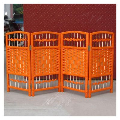 PFCDZDU Short Room Divider, Portable Folding Weave Blackout Privacy Screen, Classroom Office Separator Panels, 15.7" Tall Freestanding Partition Wall (Color : Orange, Size : 31.5x15.7in-4 pcs)