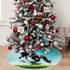 Yioniii Dark Horse Riding A Green Grassy Field On Pasture Pattern Snowflake Christmas Tree Skirt Ornament 30inch Diameter Christmas Decoration New Year Party Supply,Green and Brown view 1
