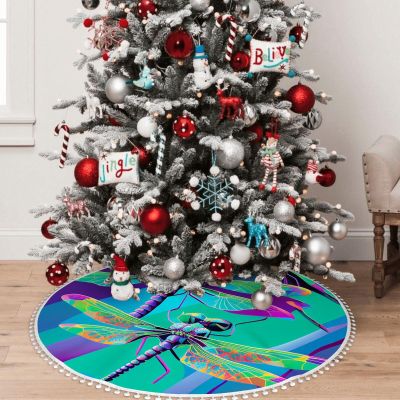Yioniii Three Colourful Dragonflies on a Bright Green Pattern 30 inch Christmas Tree Ornaments Tree Decoration for Christmas Home DecorationsGreen