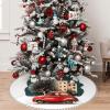 Yioniii A red car with a Christmas Tree on it Pattern 48 inch Christmas Tree Skirt Christmas Tree Skirt for Christmas Tree for Holiday and PartyRed view 1