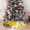 Yioniii Fall Leaves on a Wall Pattern 48 Inches Christmas Tree Skirt,Christmas Tree Decorations,Farmhouse Christmas Decor Xmas Holiday Home Party Decorations,Yellow and White view 1