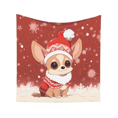 Bedbliss Christmas Chihuahua Dog Wall Tapestry - Festive Home Decor And Versatile Accent 59x59in