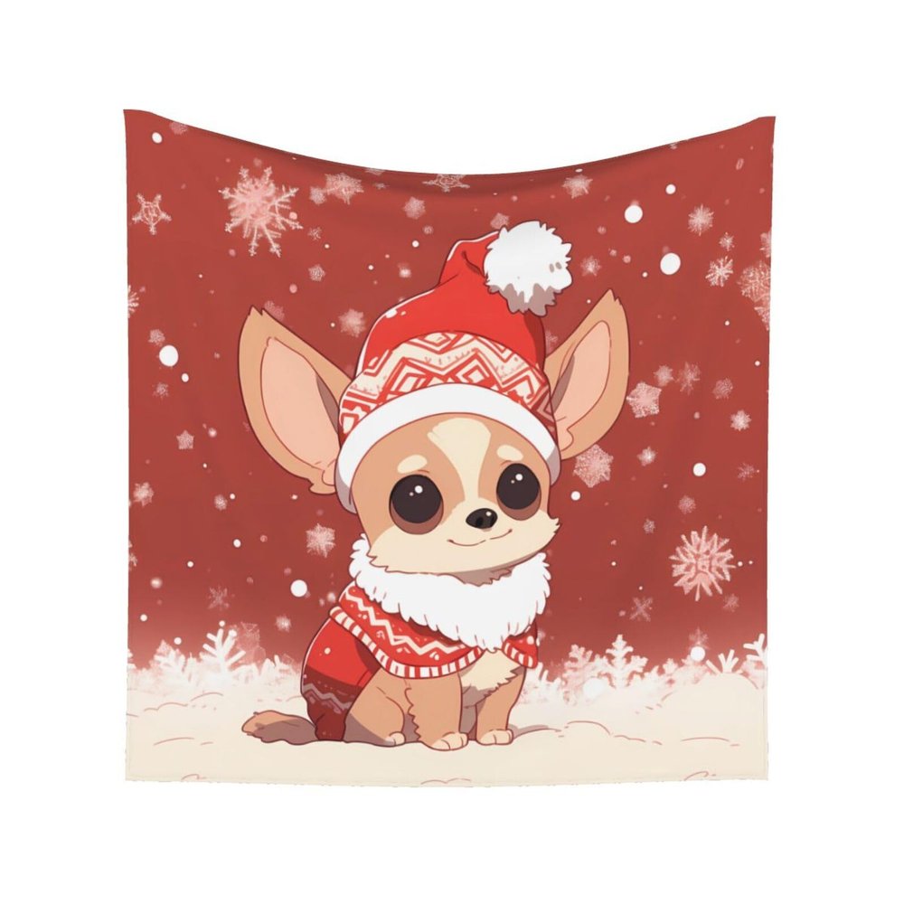 Bedbliss Christmas Chihuahua Dog Wall Tapestry - Festive Home Decor And Versatile Accent 59x59in