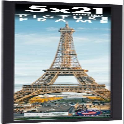 CountryArtHouse 5x21 Frame Black Solid Pine Wood Picture Frame Includes UV Acrylic Plexiglass, Acid Free Foam Backing Board and Hanging Hardware