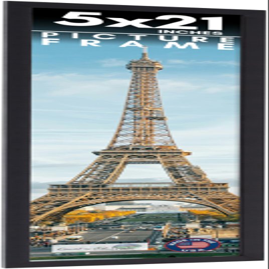 CountryArtHouse 5x21 Frame Black Solid Pine Wood Picture Frame Includes UV Acrylic Plexiglass, Acid Free Foam Backing Board and Hanging Hardware