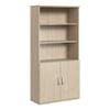 BOWERY HILL Tall 5 Shelf Bookcase with Doors in Natural Elm - Engineered Wood view 1