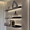 GRRICEPL Floating Wall Shelves, Aluminum Alloy Double-Sided Light-Emitting Shelves, Built-in Luminous LED Lights, Movable Laminate Shelf Creative Bookshelf (Color : Gray, Size : 150x15cm) view 3