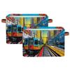 Storage Basket Bin with Handles 1 Packs, Watercolor Europe City Metro Car Fabric Toys Clothes Storage Cube Box Collapsible Shelves Closet Shelf Organizer Large Cloth Basket view 3