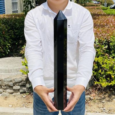 AtkitS Beautiful Natural Obsidian Hexagon Pillar Healing Crystal Point Wand Home Decorations Natural Mineral DIY Gift (Size : 600-650g)