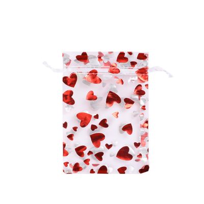 BETAM J&Rey Home 100 Pcs Wedding Organza Drawstring Bag Small Jewelry Pouch Bag,Party Favor Bags (3.5"x4.75", Red)