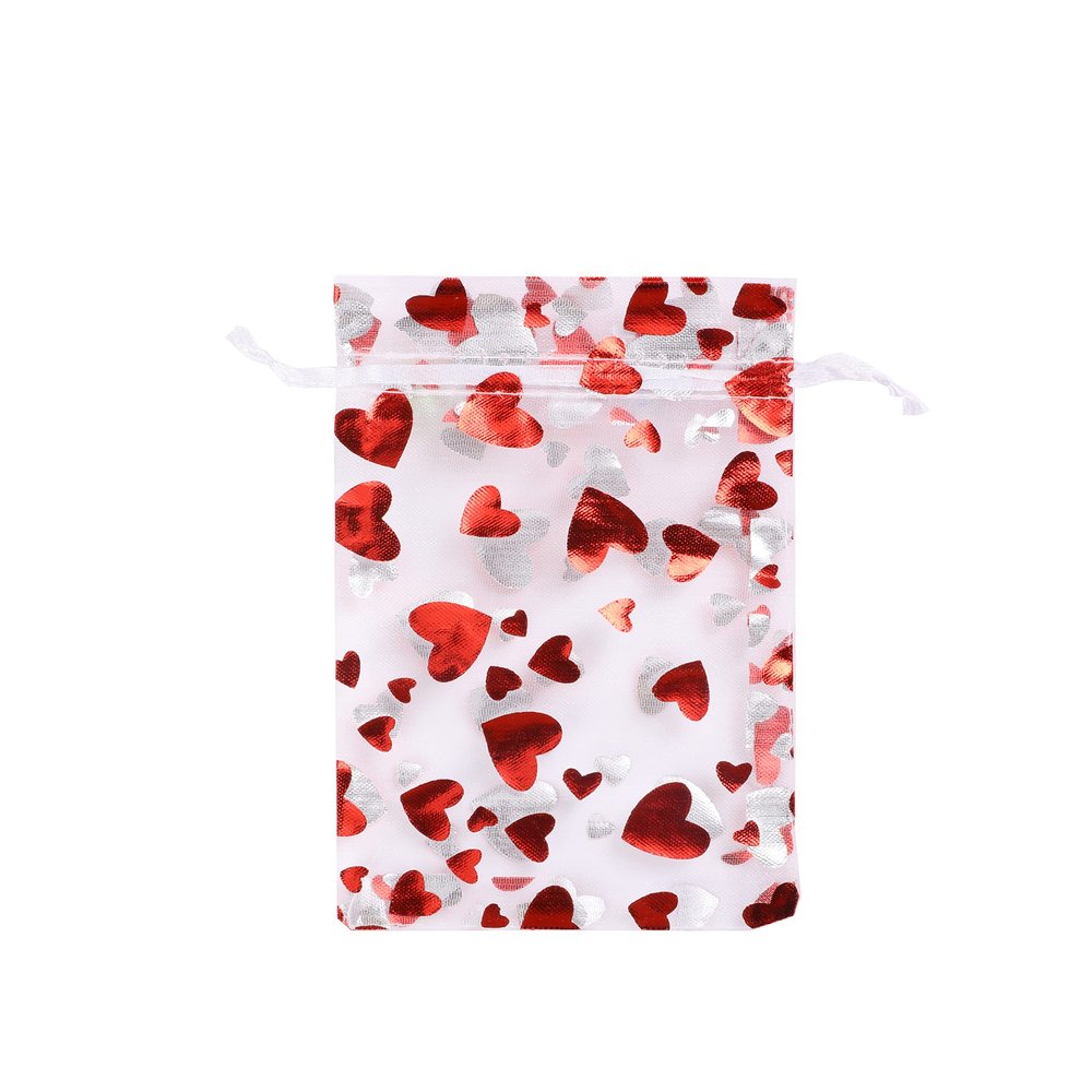 BETAM J&Rey Home 100 Pcs Wedding Organza Drawstring Bag Small Jewelry Pouch Bag,Party Favor Bags (3.5"x4.75", Red)
