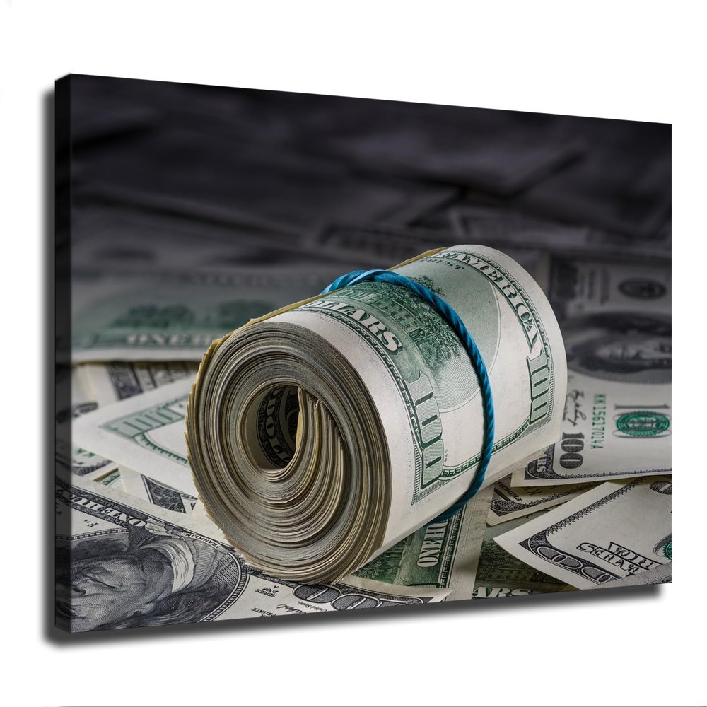 100 Dollar Bill Cash Currency Money Poster Decorative Painting Print Modern Home Bedroom Living Room Decoration Canvas Wall Art Aesthetic (Framed,1620inch)