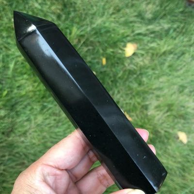 AtkitS Beautiful Natural Obsidian Quartz Crystal Pointed Stick Home Decoration (Size : 150-200g)