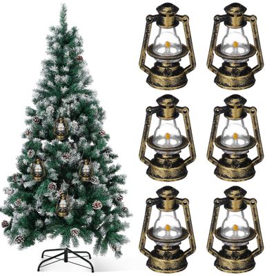 CORHAD 10Pcs Miniature Kerosene Lamp Ornament Vintage Kerosene Light Decor for Christmas Halloween Retro Lantern Light Decor for Home Tree Decorations