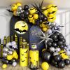 133PCS Black Yellow and Silver Balloons Arch Garland Kit, Bat Theme Balloon Arch for Man with Foil Balloons for Baby Shower Bat Theme Birthday Party Decorations view 1