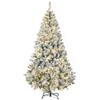 HOMCOM 6ft Tall Prelit Artificial Christmas Tree Holiday Dcor with 638 Snow Flocked Branches, 220 Warm White LED Lights, Auto Open, Green view 1
