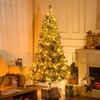 HOMCOM 6ft Tall Prelit Artificial Christmas Tree Holiday Dcor with 638 Snow Flocked Branches, 220 Warm White LED Lights, Auto Open, Green view 2