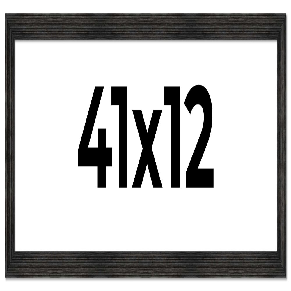 CountryArtHouse 41x12 Frame Black Barnwood Picture Frame Includes UV Acrylic Plexiglass, Acid Free Foam Backing Board and Hanging Hardware
