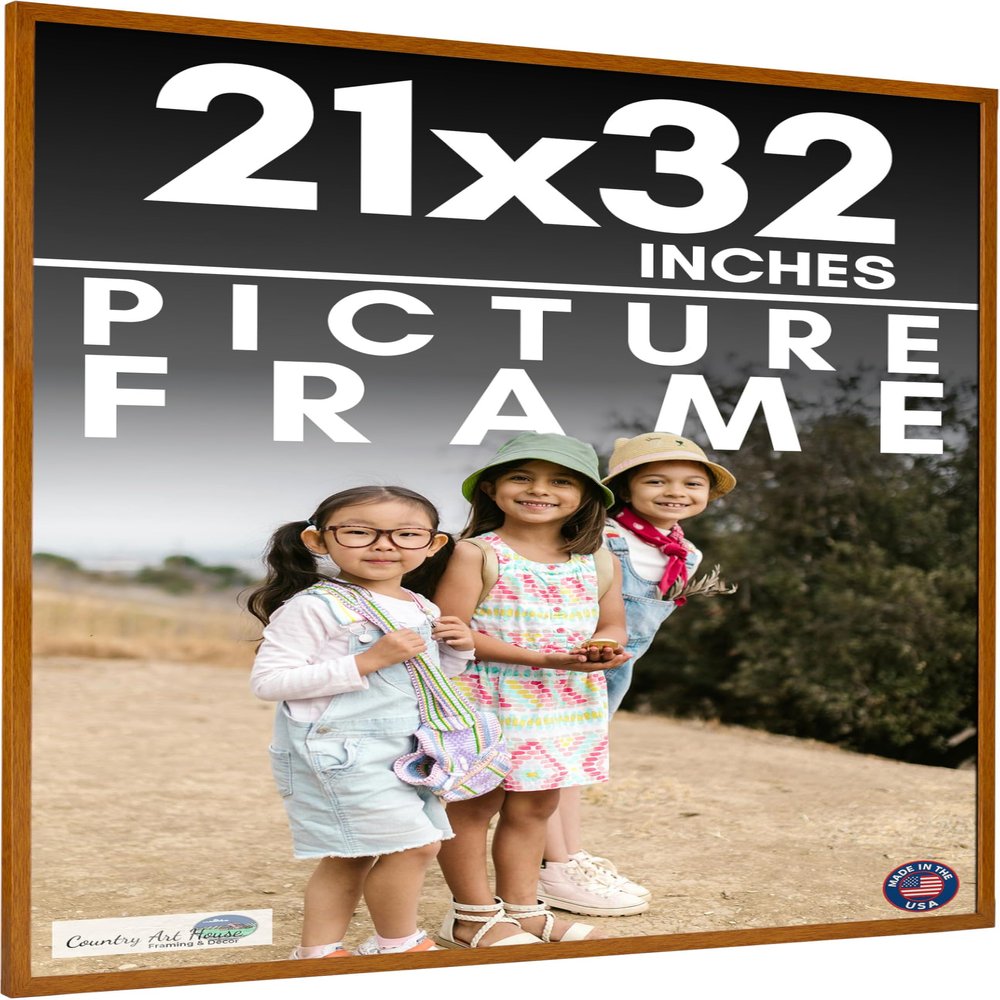 21x32 Frame Honey Pecan Brown Solid Wood Picture Frame | 0.75 Inch Moulding Width | 0.5 Inch Rabbet Depth | Includes UV Acrylic Plexiglass, Acid Free Foam Backing Board and Hanging Hardware