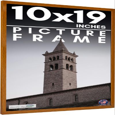 10x19 Frame Honey Pecan Brown Solid Wood Picture Frame | 0.75 Inch Moulding Width | 0.5 Inch Rabbet Depth | Includes UV Acrylic Plexiglass, Acid Free Foam Backing Board and Hanging Hardware