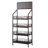 JLXJYS Snack Store Display Stand Large Floor-Standing, 4/5 Layer Drinks Medicine Crisps Snack Organizer Cart, Fruit Vegetable Holder with Hook, Wheel and Feet (Size : 50x27x140cm/19.7x10.6x55in) view 1