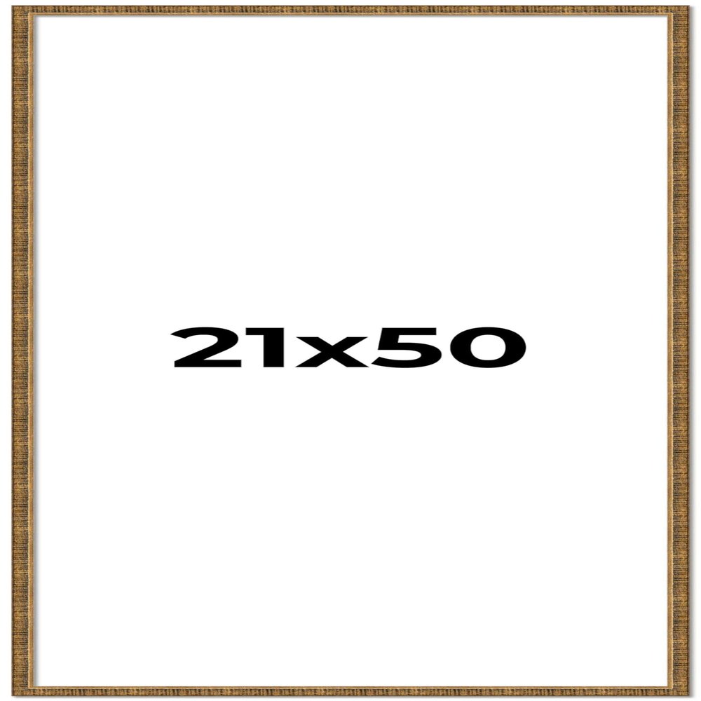 CountryArtHouse 21x50 Frame Gold Solid Wood Picture Frame - Complete Modern Photo Frame Includes UV Acrylic Plexiglass, Acid Free Foam Backing Board and Hanging Hardware