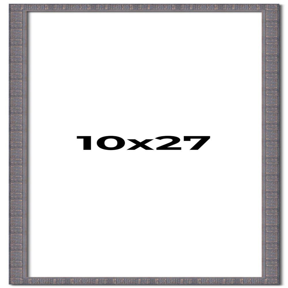 10x27 Frame Slate Blue Distressed Rustic Solid Wood Picture Frame | 0.75 Inch Moulding Width | Includes UV Acrylic Plexiglass, Acid Free Foam Backing Board and Hanging Hardware | Sonoma Collection