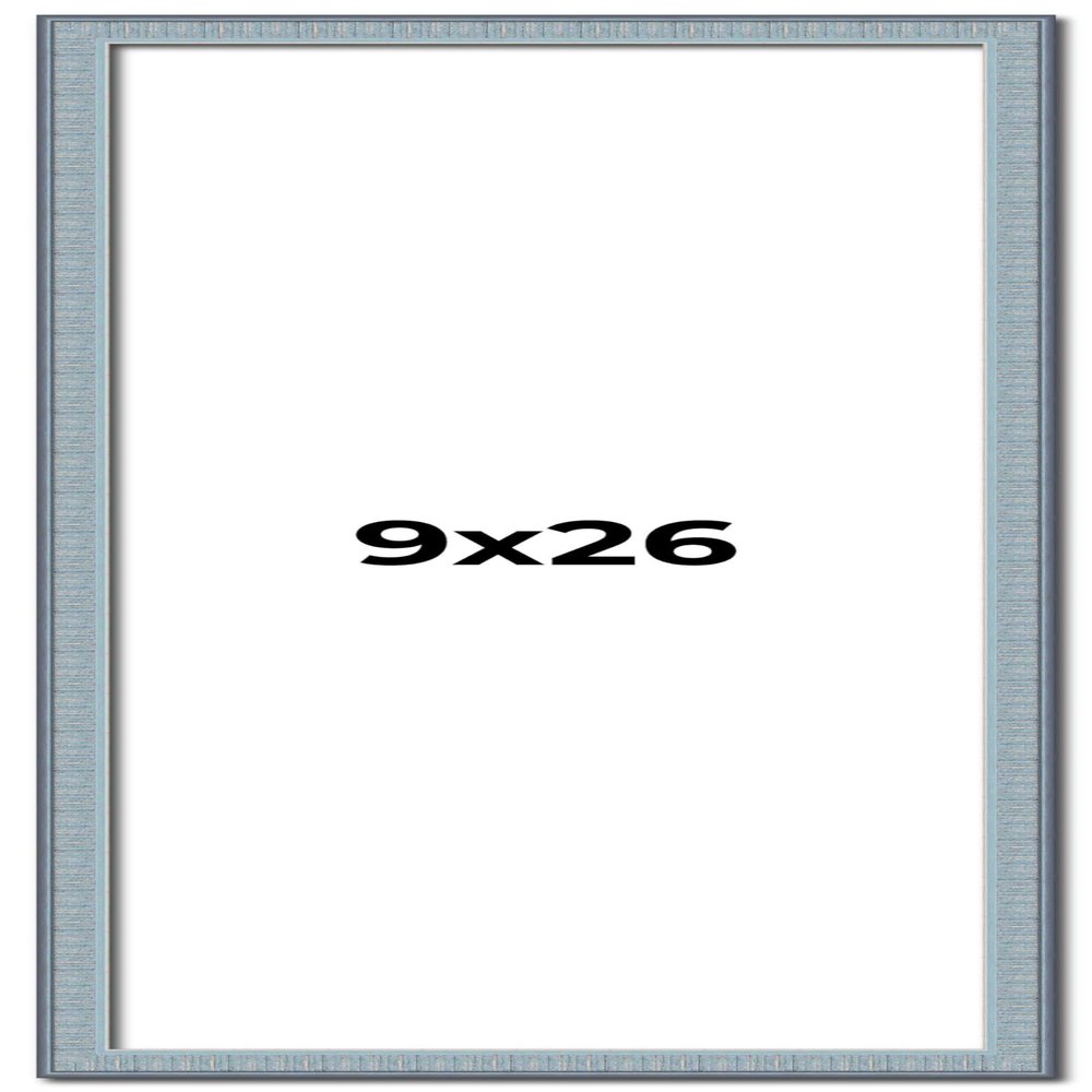CountryArtHouse 9x26 Frame Blue Solid Wood Picture Frame - Complete Modern Photo Frame Includes UV Acrylic Plexiglass, Acid Free Foam Backing Board and Hanging Hardware