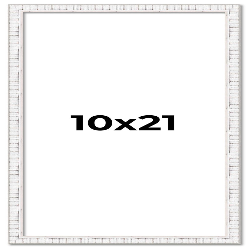 CountryArtHouse 10x21 Frame White Scuffed Rustic Solid Wood Picture Frame | 0.75 Inch Moulding Width| Includes UV Acrylic Plexiglass, Acid Free Foam Backing Board and Hanging Hardware