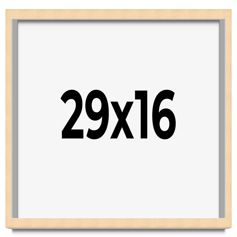 CountryArtHouse 29x16 Frame Natural Wood Picture Frame | 0.75 Inch Moulding Width | with UV Acrylic Plexiglass, Foam Board Backing & Hanging Hardware Included
