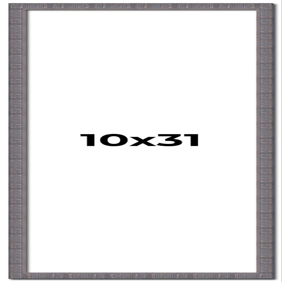 10x31 Frame Slate Blue Distressed Rustic Solid Wood Picture Frame | 0.75 Inch Moulding Width | Includes UV Acrylic Plexiglass, Acid Free Foam Backing Board and Hanging Hardware | Sonoma Collection